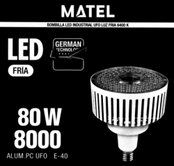 Lâmpada Led industrial UFO E40 80W 6400K Matel 26218